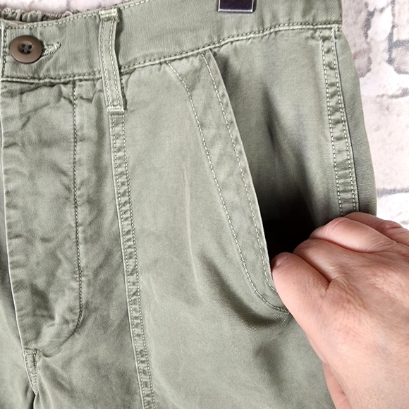 AMO Denim High Rise Utiltarian Cropped Ranger Pant Cotton Sage Green Size 29 - Picture 6 of 13